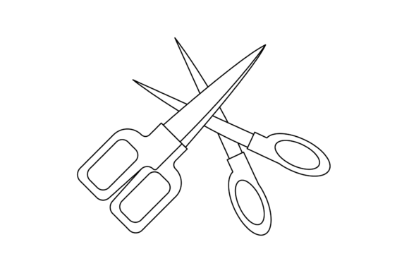 Reviewing School Scissor Line Icon-144 for Embroidery