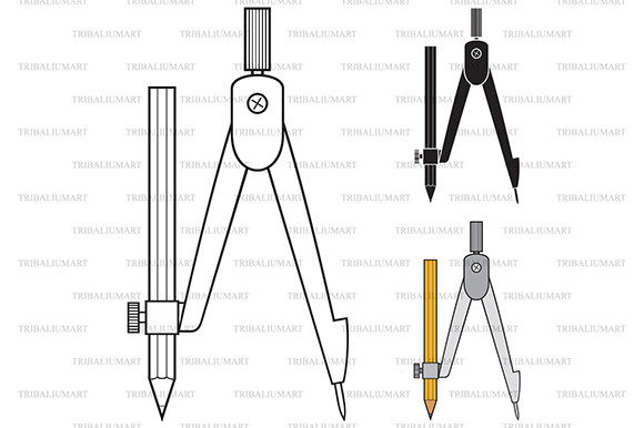 School Compass with Pencil Graphics & Illustrations