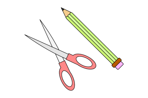 School Pencil Scissor Icon Graphics
