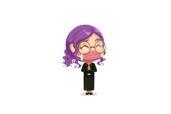 Teacher with Mask Design: Graphics & Illustrations